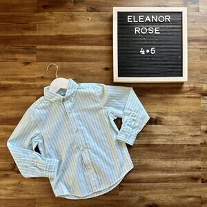 NEW Eleanor Rose Bunny Tail James Long Sleeve Button Down Shirt Blue Stripes 4/5